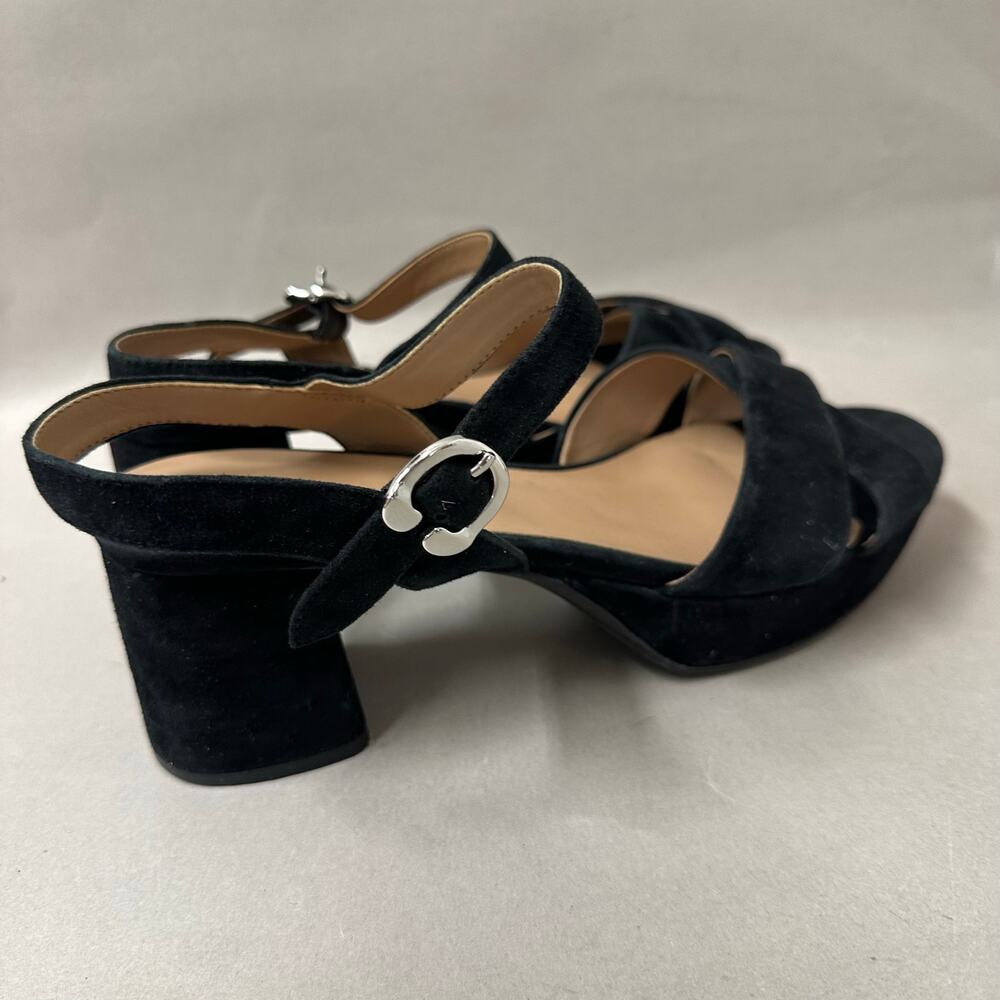 Aerosoles Cosmos‎ Crisscross Platform Sandal in Black Suede Size 9 Block Heel - Picture 7 of 15